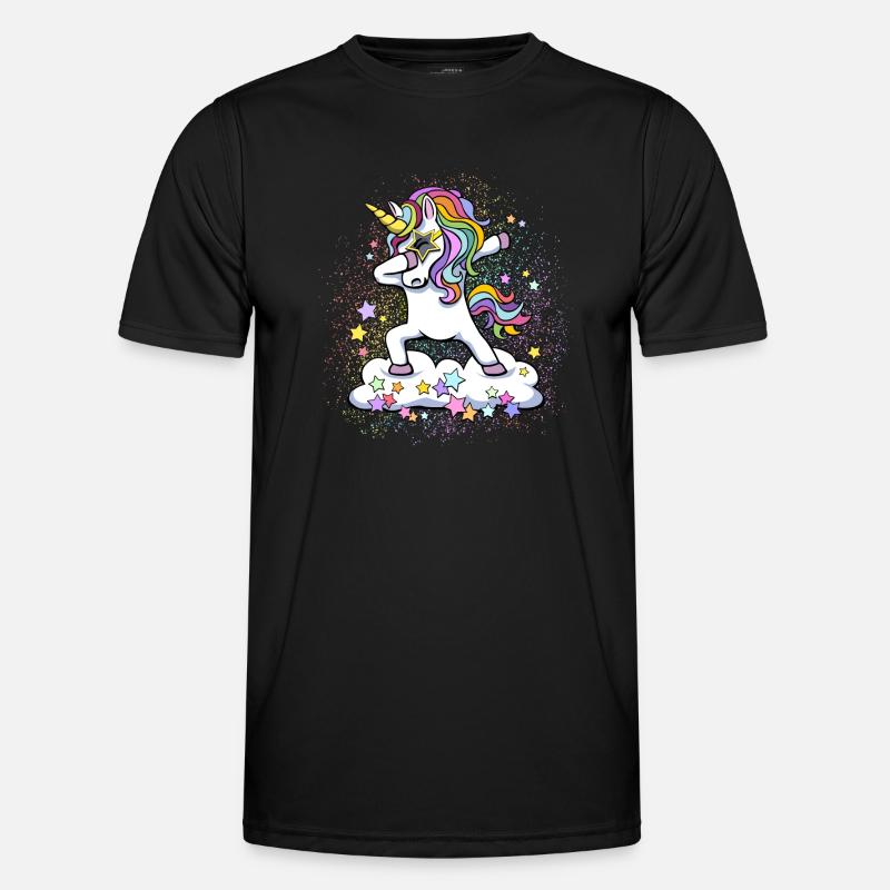 dabbendes Einhorn, cool - Männer Funktions-T-Shirt - Schwarz