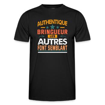 authentique bringueur - T-shirt sport Homme - noir - Devant - AI Model Male 178 dark (178cm)