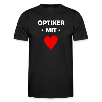 Optiker mit Herz - Brille - Optik - Augen - Männer Funktions-T-Shirt - Schwarz - Vorne - AI Model Male 178 dark (178cm)
