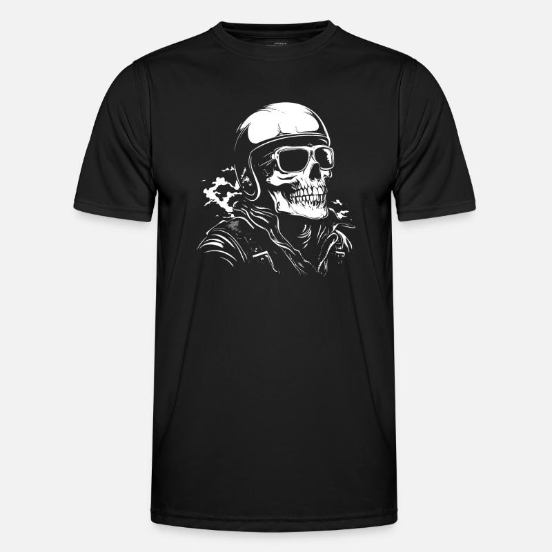 Biker Skull Motorcycle Gift - Men's Functional T-Shirt - black