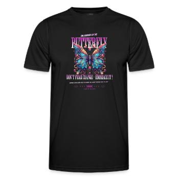 Die Reise des Schmetterlings – Veränderung annehme - Männer Funktions-T-Shirt - Schwarz - Vorne - AI Model Male 178 dark (178cm)