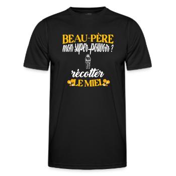Beau-père t-shirt apiculteur abeille miel métier - T-shirt sport Homme - noir - Devant - AI Model Male 178 dark (178cm)