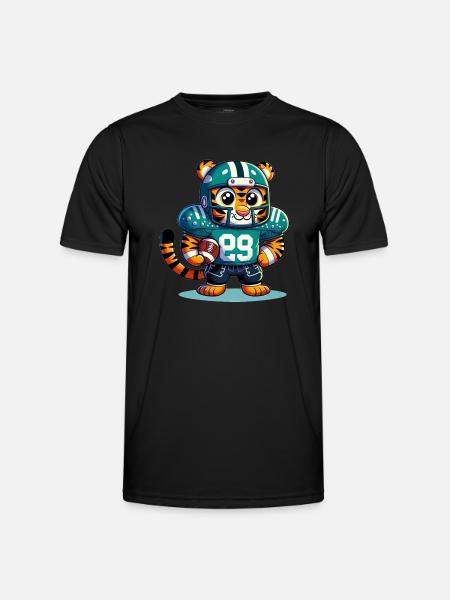 Cute American Football Player Tiger - Men's Functional T-Shirt - black