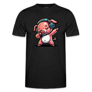 Dabbing Pig - Men's Functional T-Shirt - black - Front - AI Model Male 178 dark (178cm)