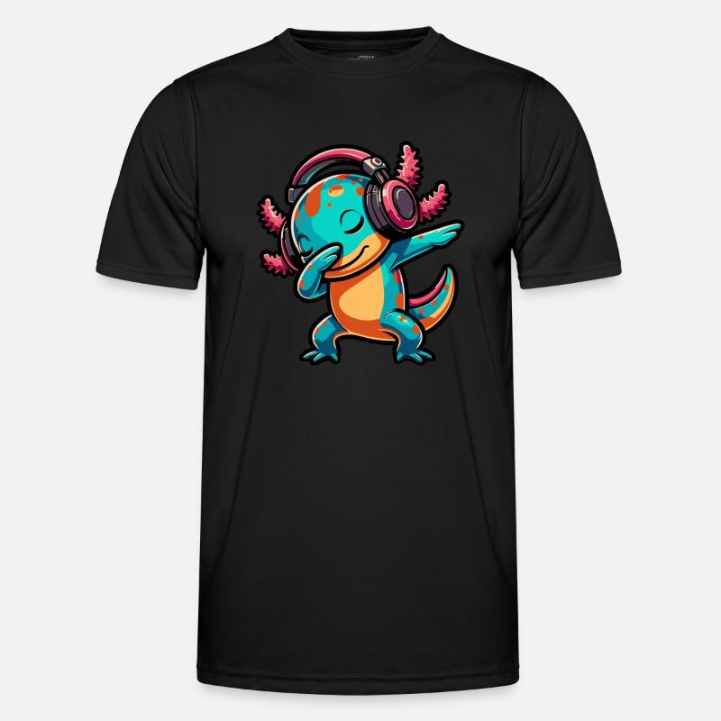 Dabbing Axolotl - Männer Funktions-T-Shirt - Schwarz
