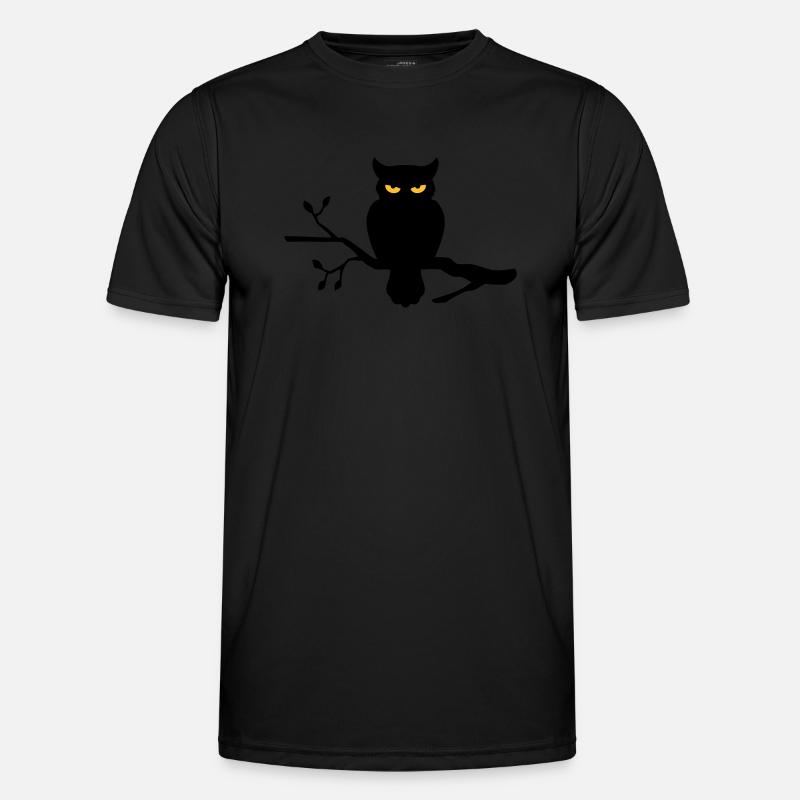 Eule auf Ast - Männer Funktions-T-Shirt - Schwarz
