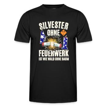 Pyro an Silvester - Männer Funktions-T-Shirt - Schwarz - Vorne - AI Model Male 178 dark (178cm)