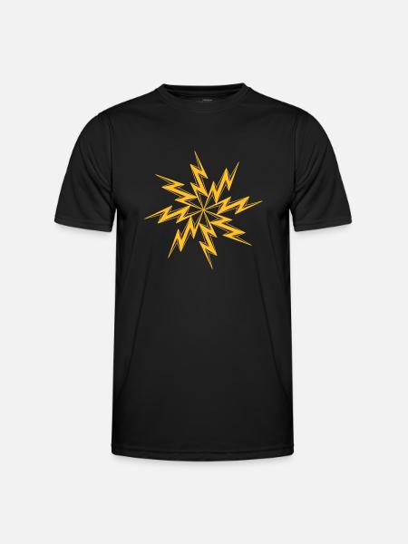 stjernet elektrisk stød fare tegn lyn symbol kabel - Funktionsshirt til herrer - sort