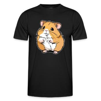 Hamster doré mignon épais - T-shirt sport Homme - noir - Devant - AI Model Male 178 dark (178cm)