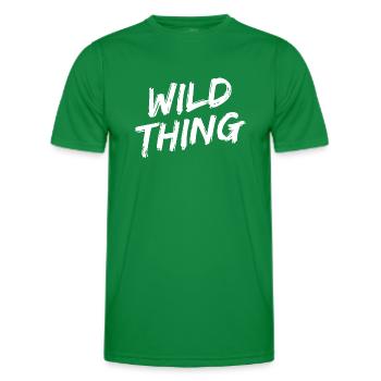 "Wild Thing" Weiße Pinselschrift - Männer Funktions-T-Shirt - Kelly Green - Vorne - AI Model Male 178 dark (178cm)