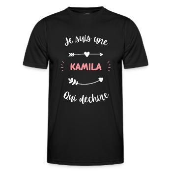 Je suis une Kamila qui déchire - T-shirt sport Homme - noir - Devant - AI Model Male 178 dark (178cm)