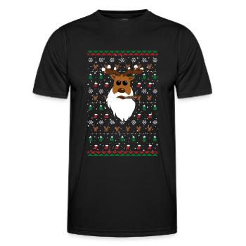 Smoking Reindeer - Ugly Christmas - Men's Functional T-Shirt - black - Front - AI Model Male 178 dark (178cm)