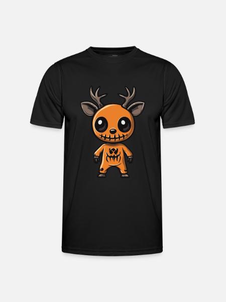 Hirsch Halloween Lustig Zombie - Männer Funktions-T-Shirt - Schwarz