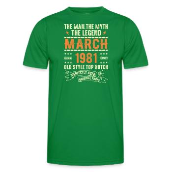 Mars 1981 Cadeau d’anniversaire Vintage Mars 1981 - T-shirt sport Homme - vert - Devant - AI Model Male 178 dark (178cm)