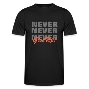 NE JAMAIS ABANDONNER - MOTIVATION - SLOGAN - PERSÉVÉRANCE - T-shirt sport Homme - noir - Devant - AI Model Male 178 dark (178cm)
