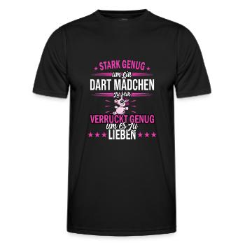 Dart Mädchen | Darts Dartspieler Damen Spruch - Männer Funktions-T-Shirt - Schwarz - Vorne - AI Model Male 178 dark (178cm)