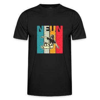 Ich bin schon 9 | 9. Geburtstag Jungen Skateboard - Männer Funktions-T-Shirt - Schwarz - Vorne - AI Model Male 178 dark (178cm)