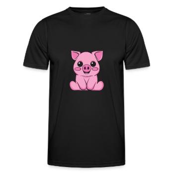 Domestic pig Wild boar farmer farm | Pig - Men's Functional T-Shirt - black - Front - AI Model Male 178 dark (178cm)