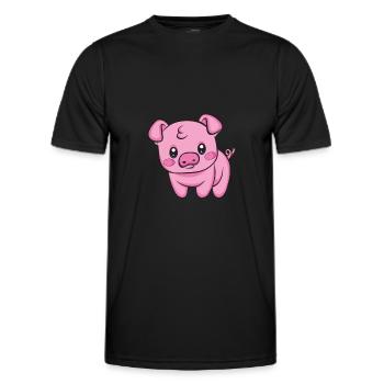 Domestic pig Wild boar farmer farm | Pig - Men's Functional T-Shirt - black - Front - AI Model Male 178 dark (178cm)