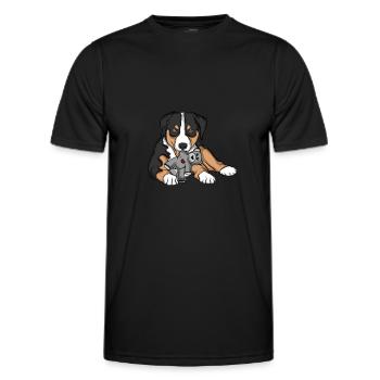 Appenzeller Sennenhund Kuscheltier Hund - Männer Funktions-T-Shirt - Schwarz - Vorne - AI Model Male 178 dark (178cm)