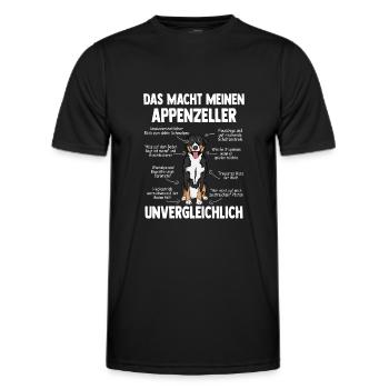 Appenzeller Sennenhund Kuscheltier Hund - Männer Funktions-T-Shirt - Schwarz - Vorne - AI Model Male 178 dark (178cm)