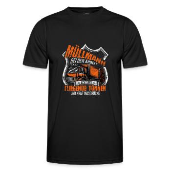 Müllwerker Müllabfuhr Müllmann - Männer Funktions-T-Shirt - Schwarz - Vorne - AI Model Male 178 dark (178cm)