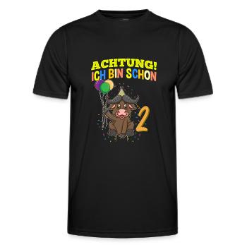 Achtung Ich Bin Schon 2 Geburtstag Büffel Bison - Männer Funktions-T-Shirt - Schwarz - Vorne - AI Model Male 178 dark (178cm)