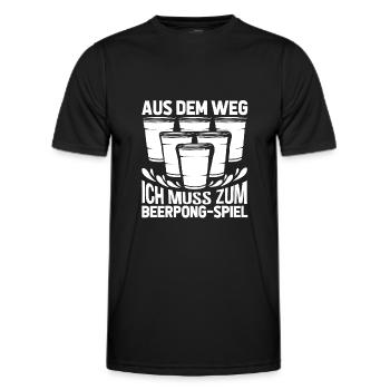 Bierpong Bier Pong Beerpong Beer Pong Trinkspiel - Männer Funktions-T-Shirt - Schwarz - Vorne - AI Model Male 178 dark (178cm)
