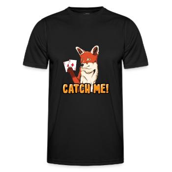 Catch Me Fuchs gefangen Doko Doppelkopf - Männer Funktions-T-Shirt - Schwarz - Vorne - AI Model Male 178 dark (178cm)