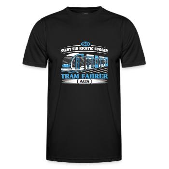 Straßenbahn Straßenbahnfahrer Tram Trambahn - Männer Funktions-T-Shirt - Schwarz - Vorne - AI Model Male 178 dark (178cm)