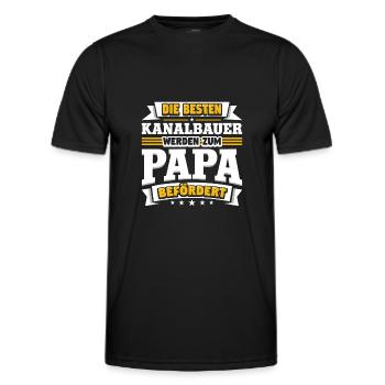 Kanalbauer werden zum Papa befördert - Männer Funktions-T-Shirt - Schwarz - Vorne - AI Model Male 178 dark (178cm)