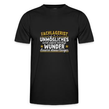 Fachlagerist - Männer Funktions-T-Shirt - Schwarz - Vorne - AI Model Male 178 dark (178cm)