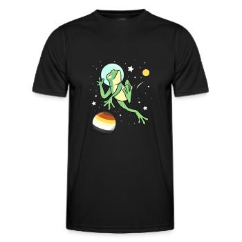 Frosch Astronaut Gay Bear Pride - Männer Funktions-T-Shirt - Schwarz - Vorne - AI Model Male 178 dark (178cm)