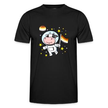 Kuh Astronaut Gay Bear Pride - Männer Funktions-T-Shirt - Schwarz - Vorne - AI Model Male 178 dark (178cm)