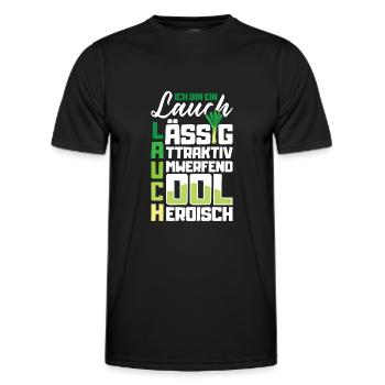Lauch Kostüm Bodybuilding Satire Gym Jga - Männer Funktions-T-Shirt - Schwarz - Vorne - AI Model Male 178 dark (178cm)