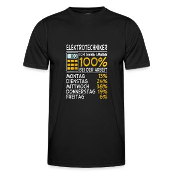 Elektrotechniker gebe immer 100% bei der Arbeit - Männer Funktions-T-Shirt - Schwarz - Vorne - AI Model Male 178 dark (178cm)