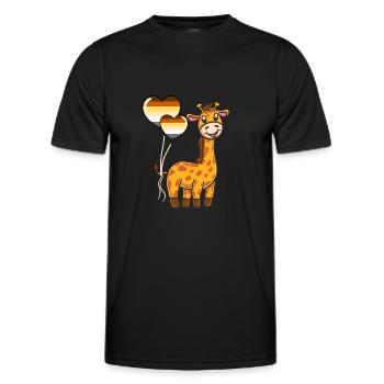 Giraffe Herzballon Gay Bear Pride - Männer Funktions-T-Shirt - Schwarz - Vorne - AI Model Male 178 dark (178cm)