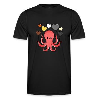 Oktopus Herzballon Gay Bear Pride - Männer Funktions-T-Shirt - Schwarz - Vorne - AI Model Male 178 dark (178cm)