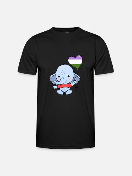 Elephant Heart Balloon Genderqueer Pride - Men's Functional T-Shirt - black