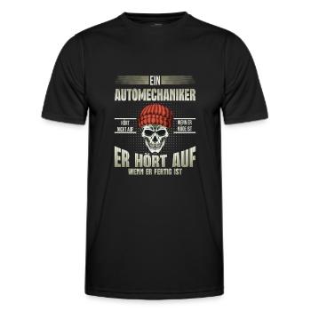 Automechaniker hört auf wenn er fertig ist - Männer Funktions-T-Shirt - Schwarz - Vorne - AI Model Male 178 dark (178cm)