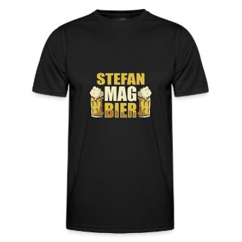 Stefan mag Bier Name Geburtstag - Männer Funktions-T-Shirt - Schwarz - Vorne - AI Model Male 178 dark (178cm)