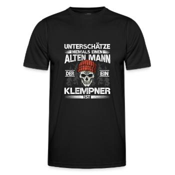 Klempner Alter mann Heizungsbauer - Männer Funktions-T-Shirt - Schwarz - Vorne - AI Model Male 178 dark (178cm)