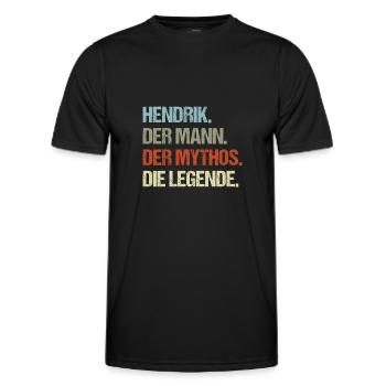 Hendrik der Mann der Mythos die Legende - Männer Funktions-T-Shirt - Schwarz - Vorne - AI Model Male 178 dark (178cm)