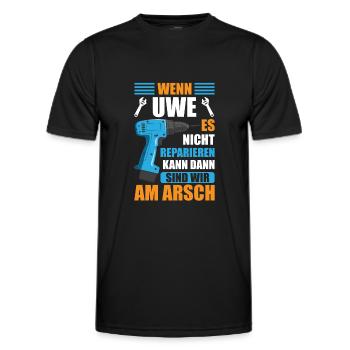 Uwe Vorname Name Geburtstag Reparieren - Männer Funktions-T-Shirt - Schwarz - Vorne - AI Model Male 178 dark (178cm)