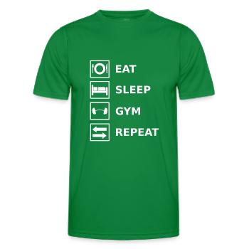 Eat Sleep Gym Repeat - Men's Functional T-Shirt - kelly green - Front - AI Model Male 178 dark (178cm)