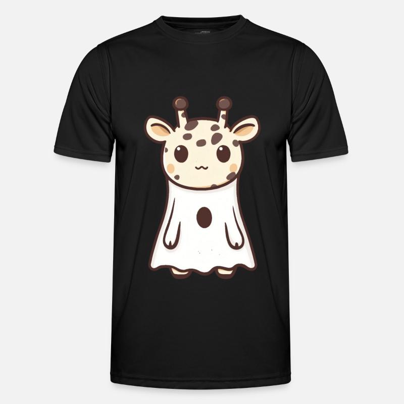 Giraffe Halloween Comic Geist - Männer Funktions-T-Shirt - Schwarz