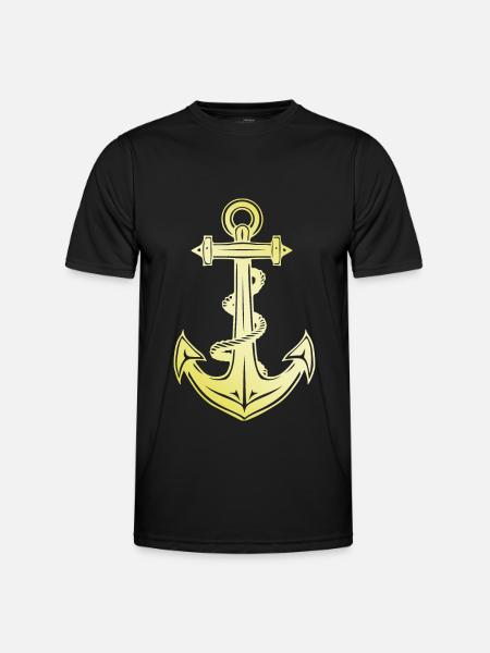 Anker Symbol Gold - Männer Funktions-T-Shirt - Schwarz