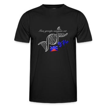Mon groupe sanguin est 974 la Réunion - T-shirt sport Homme - noir - Devant - AI Model Male 178 dark (178cm)
