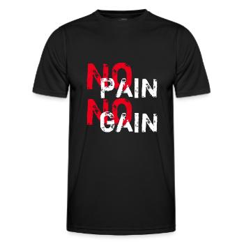 NO PAIN NO GAIN - FITNESS - WORKOUTS - GYM - SPORT - Men's Functional T-Shirt - black - Front - AI Model Male 178 dark (178cm)