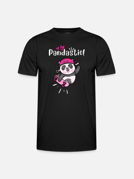Pandastic Panda Skateboarding. Black. - Men's Functional T-Shirt - black